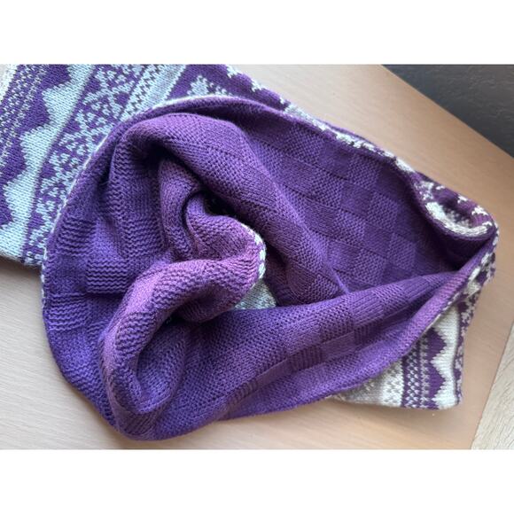 Mukluks Purple Knit Beanie Hat & Fair Isle Reversible Infinity Scarf Set - Picture 8 of 9